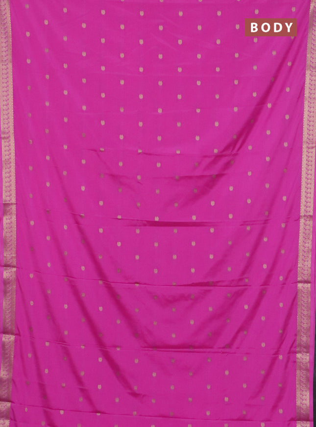 Semi mysore silk saree pink with allover paisley zari woven buttas and zari woven border
