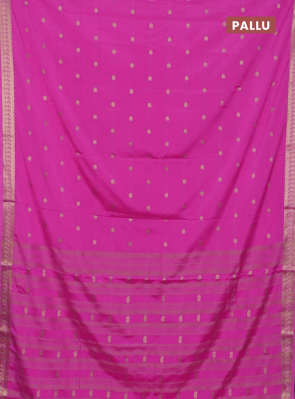 Semi mysore silk saree pink with allover paisley zari woven buttas and zari woven border