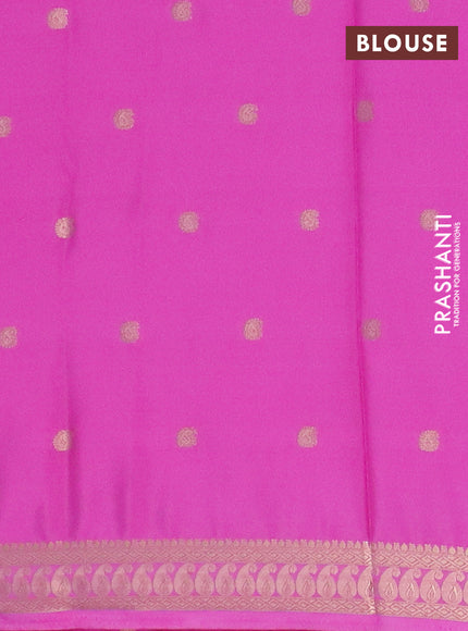 Semi mysore silk saree pink with allover paisley zari woven buttas and zari woven border
