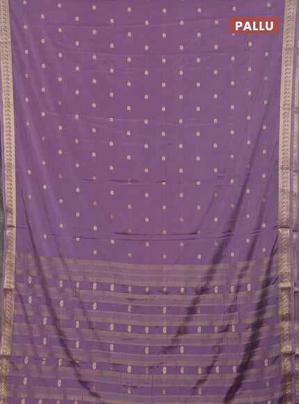 Semi mysore silk saree pastel purple with allover paisley zari woven buttas and zari woven border