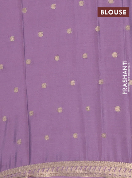 Semi mysore silk saree pastel purple with allover paisley zari woven buttas and zari woven border