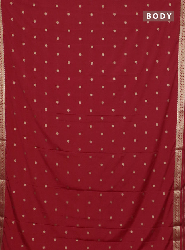 Semi mysore silk saree red with allover paisley zari woven buttas and zari woven border