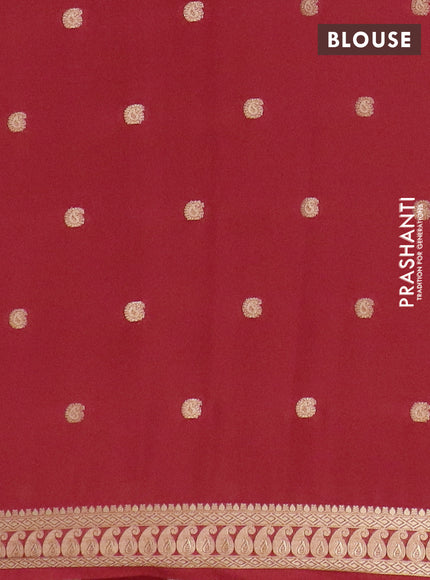 Semi mysore silk saree red with allover paisley zari woven buttas and zari woven border