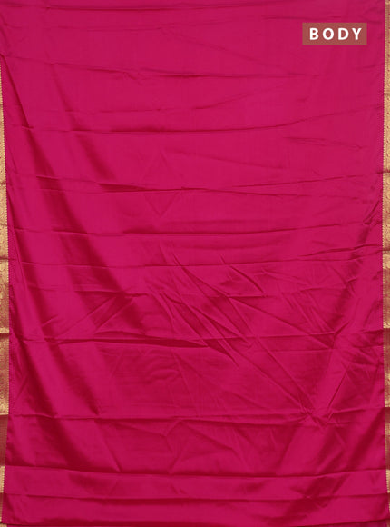 Semi mysore silk saree dark pink with plain body and zari woven border