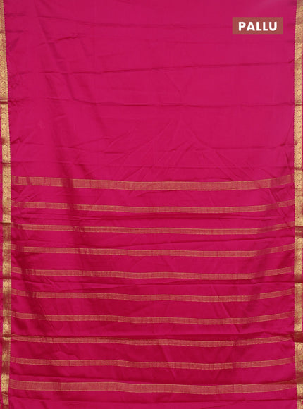 Semi mysore silk saree dark pink with plain body and zari woven border