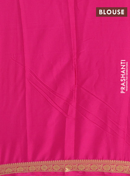 Semi mysore silk saree dark pink with plain body and zari woven border