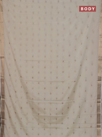 Semi mysore silk saree cream with allover zari woven buttas and zari woven border