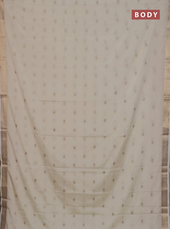 Semi mysore silk saree cream with allover zari woven buttas and zari woven border