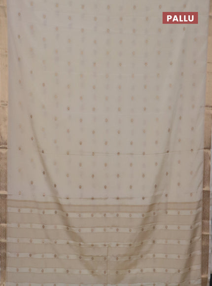 Semi mysore silk saree cream with allover zari woven buttas and zari woven border