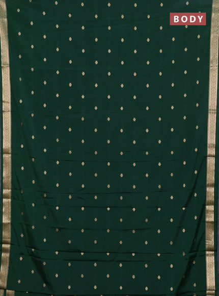 Semi mysore silk saree bottle green with allover zari woven buttas and zari woven border