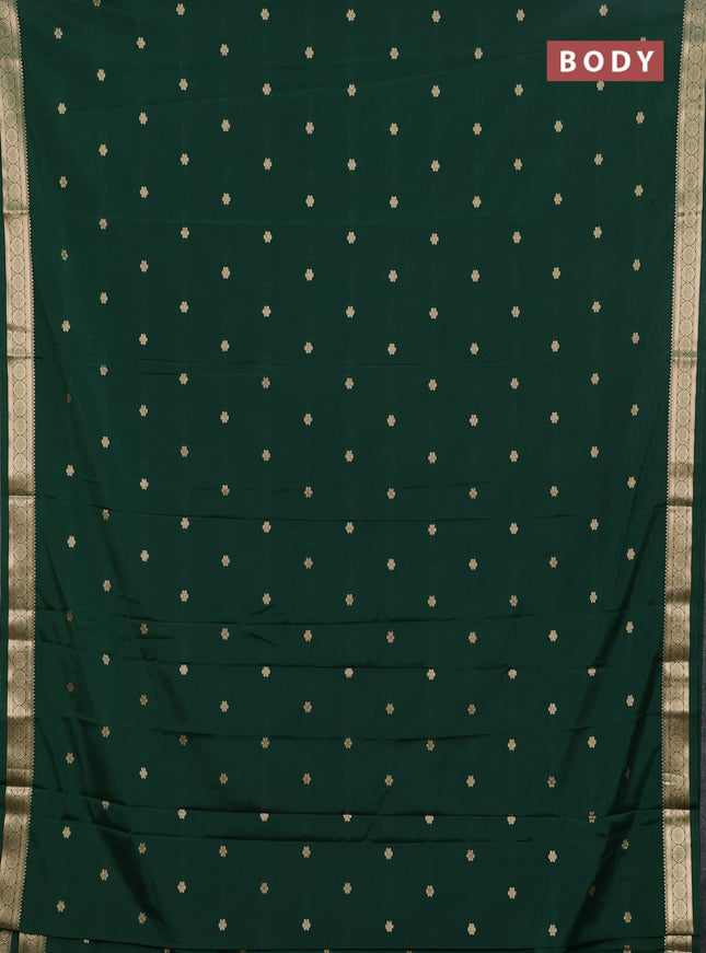 Semi mysore silk saree bottle green with allover zari woven buttas and zari woven border