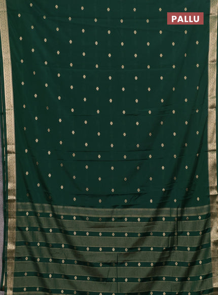 Semi mysore silk saree bottle green with allover zari woven buttas and zari woven border
