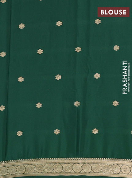 Semi mysore silk saree bottle green with allover zari woven buttas and zari woven border