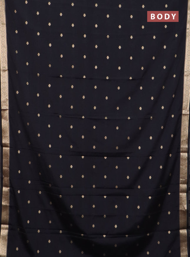 Semi mysore silk saree black with allover zari woven buttas and zari woven border