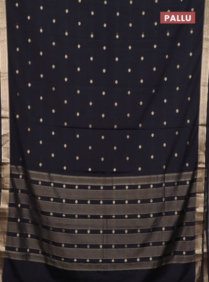Semi mysore silk saree black with allover zari woven buttas and zari woven border