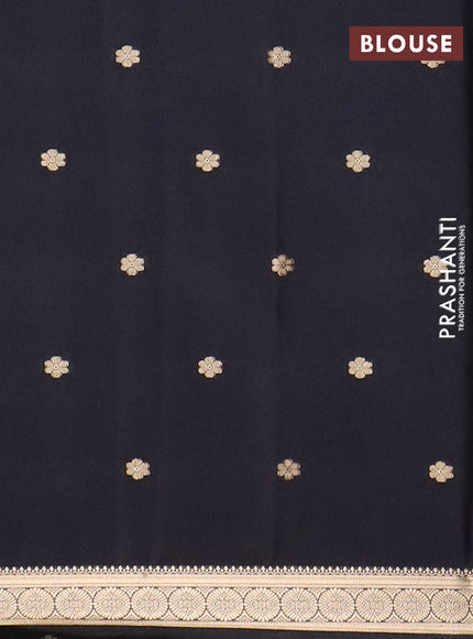 Semi mysore silk saree black with allover zari woven buttas and zari woven border