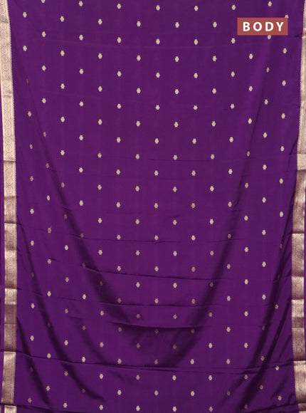 Semi mysore silk saree violet with allover zari woven buttas and zari woven border