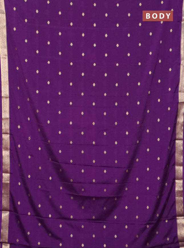 Semi mysore silk saree violet with allover zari woven buttas and zari woven border