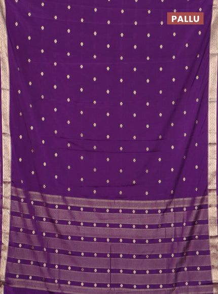 Semi mysore silk saree violet with allover zari woven buttas and zari woven border