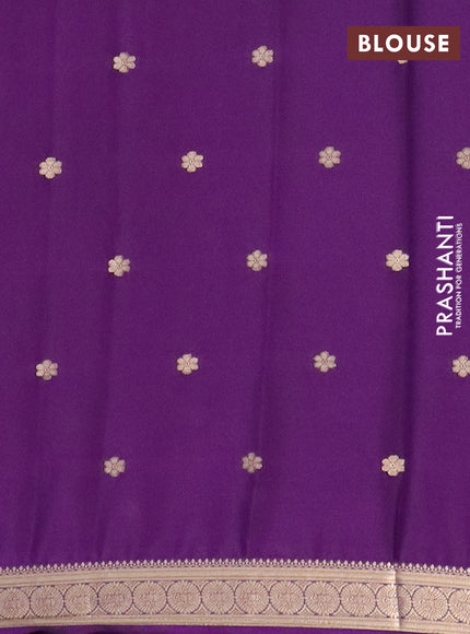 Semi mysore silk saree violet with allover zari woven buttas and zari woven border