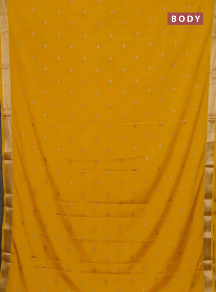 Semi mysore silk saree yellow with allover zari woven buttas and zari woven border