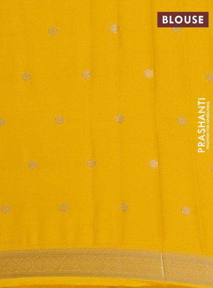 Semi mysore silk saree yellow with allover zari woven buttas and zari woven border
