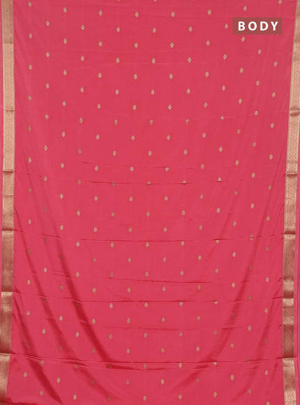 Semi mysore silk saree peach pink with allover zari woven buttas and zari woven border