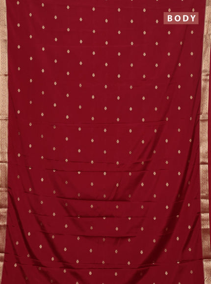 Semi mysore silk saree maroon with allover zari woven buttas and zari woven border