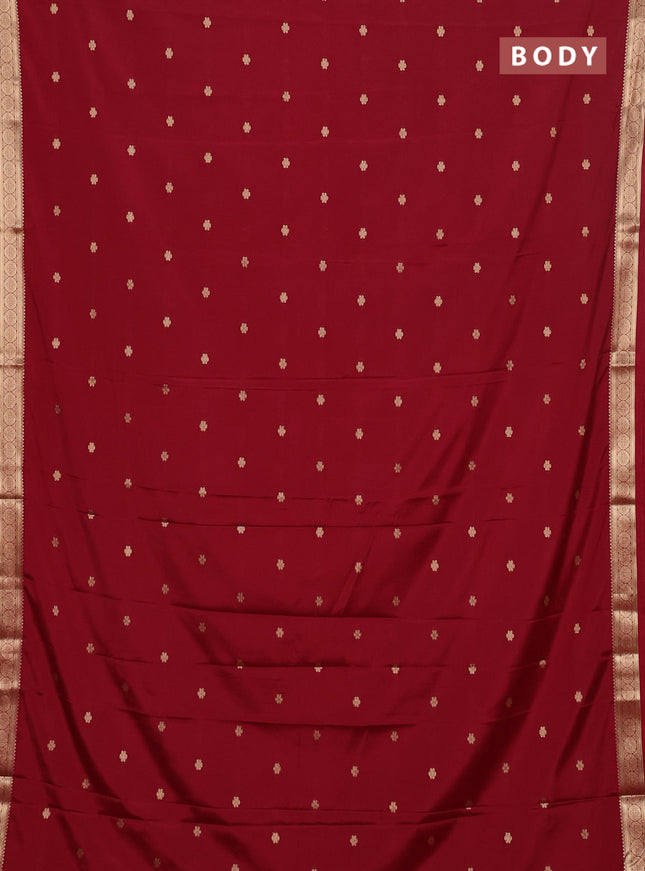 Semi mysore silk saree maroon with allover zari woven buttas and zari woven border