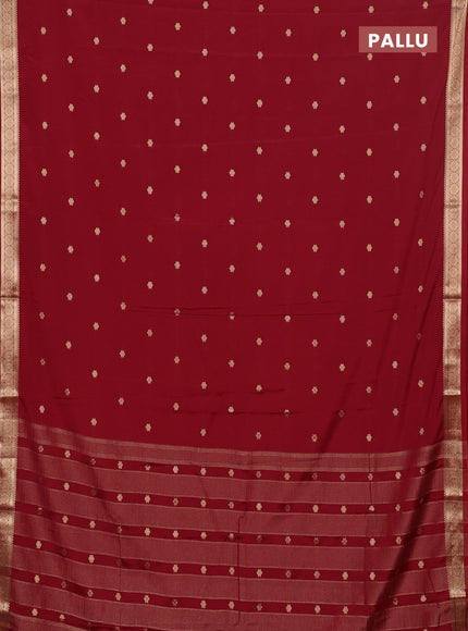 Semi mysore silk saree maroon with allover zari woven buttas and zari woven border