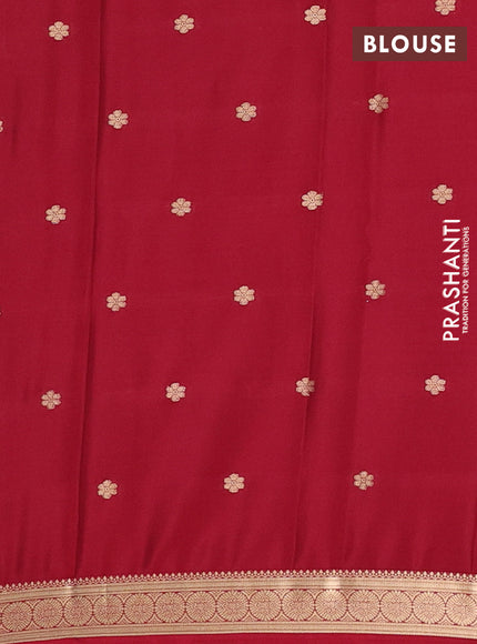 Semi mysore silk saree maroon with allover zari woven buttas and zari woven border