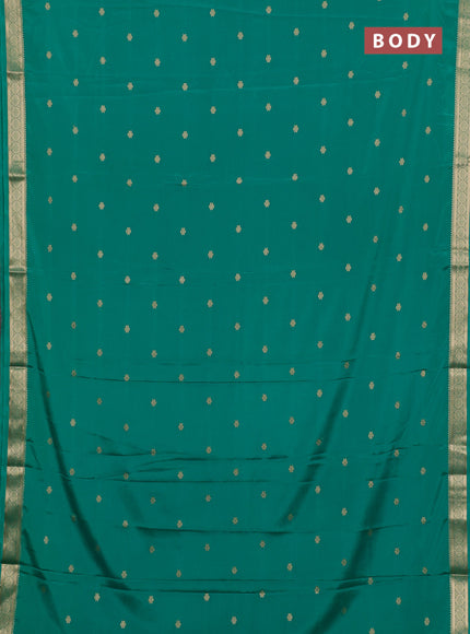 Semi mysore silk saree teal green with allover zari woven buttas and zari woven border