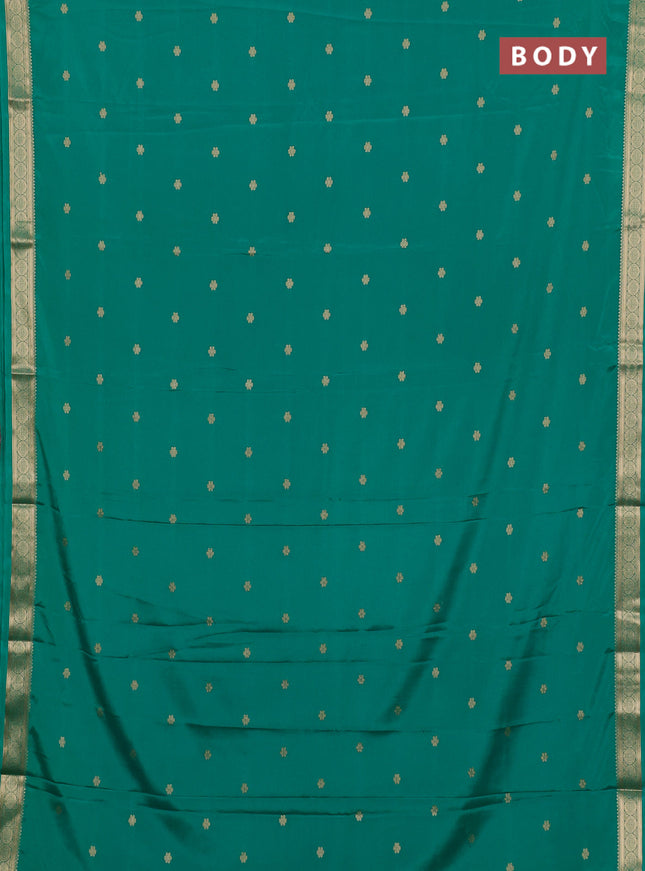 Semi mysore silk saree teal green with allover zari woven buttas and zari woven border