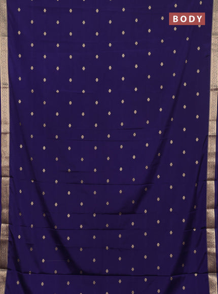 Semi mysore silk saree navy blue with allover zari woven buttas and zari woven border