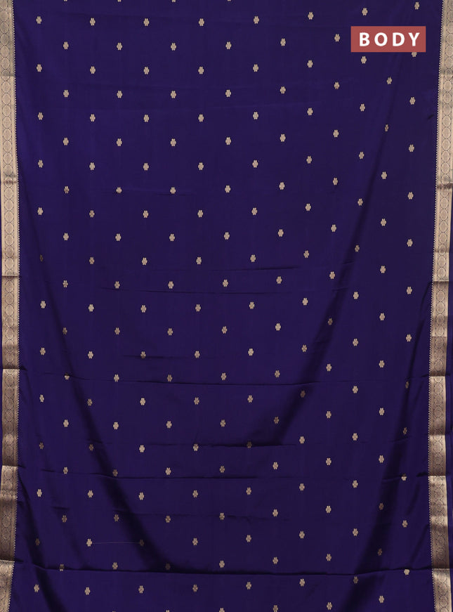 Semi mysore silk saree navy blue with allover zari woven buttas and zari woven border