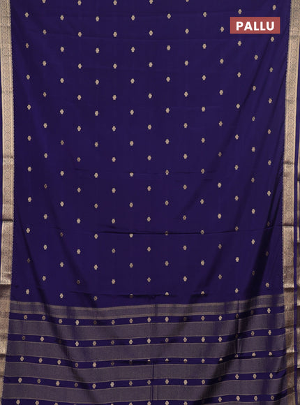 Semi mysore silk saree navy blue with allover zari woven buttas and zari woven border