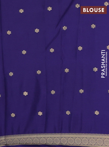 Semi mysore silk saree navy blue with allover zari woven buttas and zari woven border