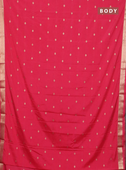 Semi mysore silk saree peach pink with allover zari woven buttas and zari woven border