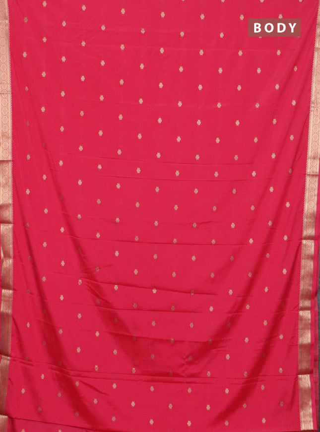 Semi mysore silk saree peach pink with allover zari woven buttas and zari woven border