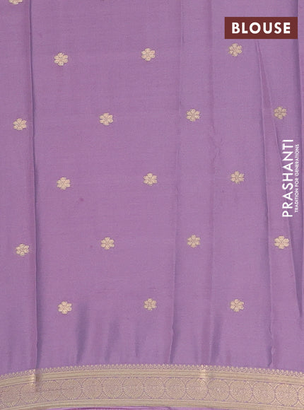 Semi mysore silk saree pastel purple with allover zari woven buttas and zari woven border