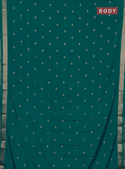 Semi mysore silk saree teal green with allover zari woven buttas and zari woven border