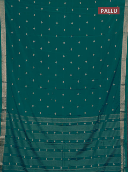 Semi mysore silk saree teal green with allover zari woven buttas and zari woven border