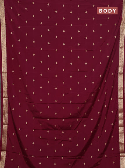 Semi mysore silk saree wine shade with allover zari woven buttas and zari woven border