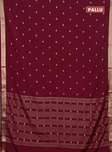 Semi mysore silk saree wine shade with allover zari woven buttas and zari woven border