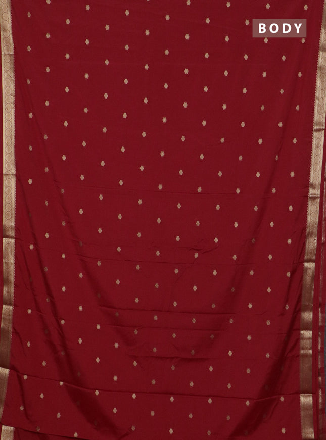 Semi mysore silk saree red with allover zari woven buttas and zari woven border