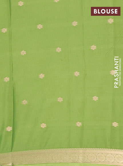 Semi mysore silk saree light green with allover zari woven buttas and zari woven border