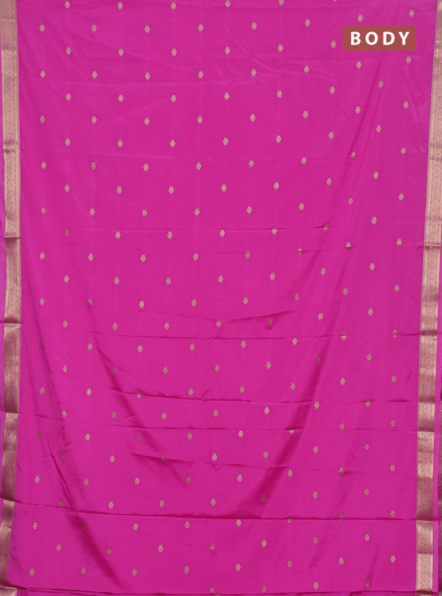 Semi mysore silk saree pink with allover zari woven buttas and zari woven border