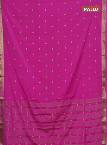 Semi mysore silk saree pink with allover zari woven buttas and zari woven border