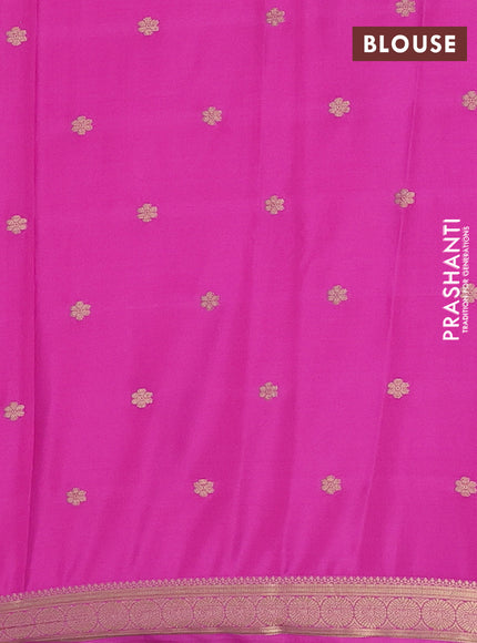 Semi mysore silk saree pink with allover zari woven buttas and zari woven border