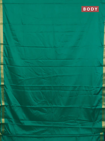 Semi mysore silk saree teal green with plain body and zari woven border